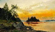 Mauritz Lindstrom Evening Colors on the Lake Spain oil painting artist